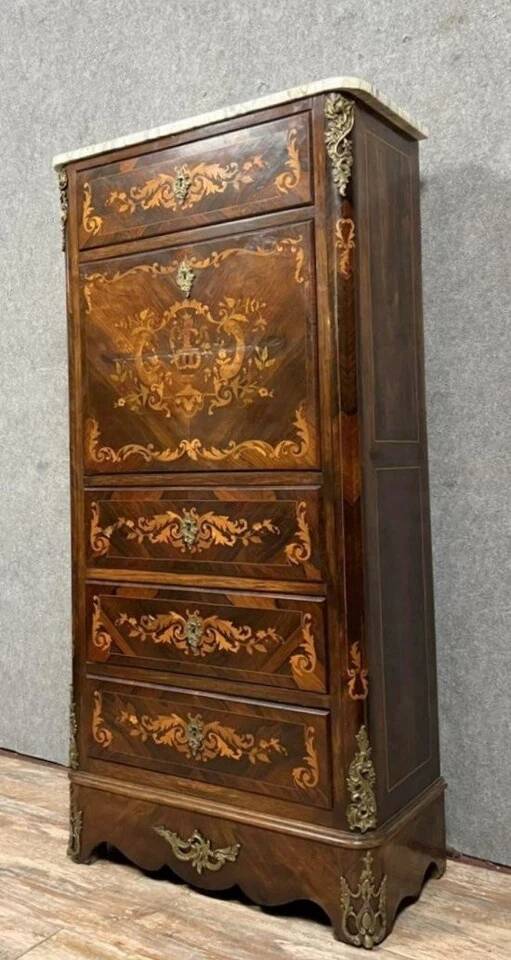 Napoleon III period lady's secretary in precious wood marquetry