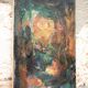 Oil on canvas signed Monique Humbert, large abstract composition, wall painting, interior decoration.
