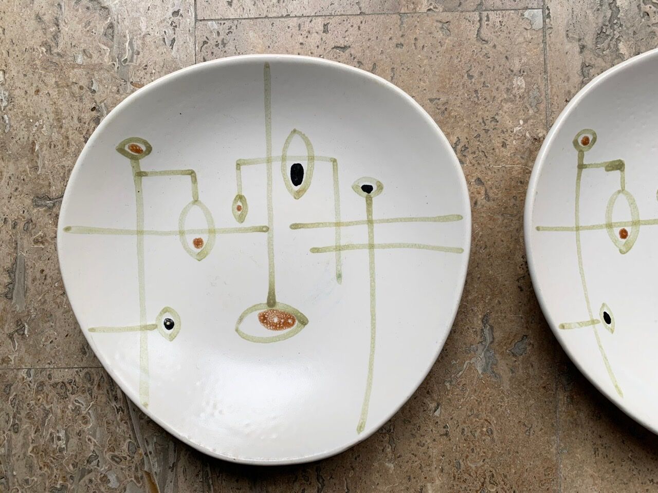 Six hollow plates "Mobile" Niderviller, 60s