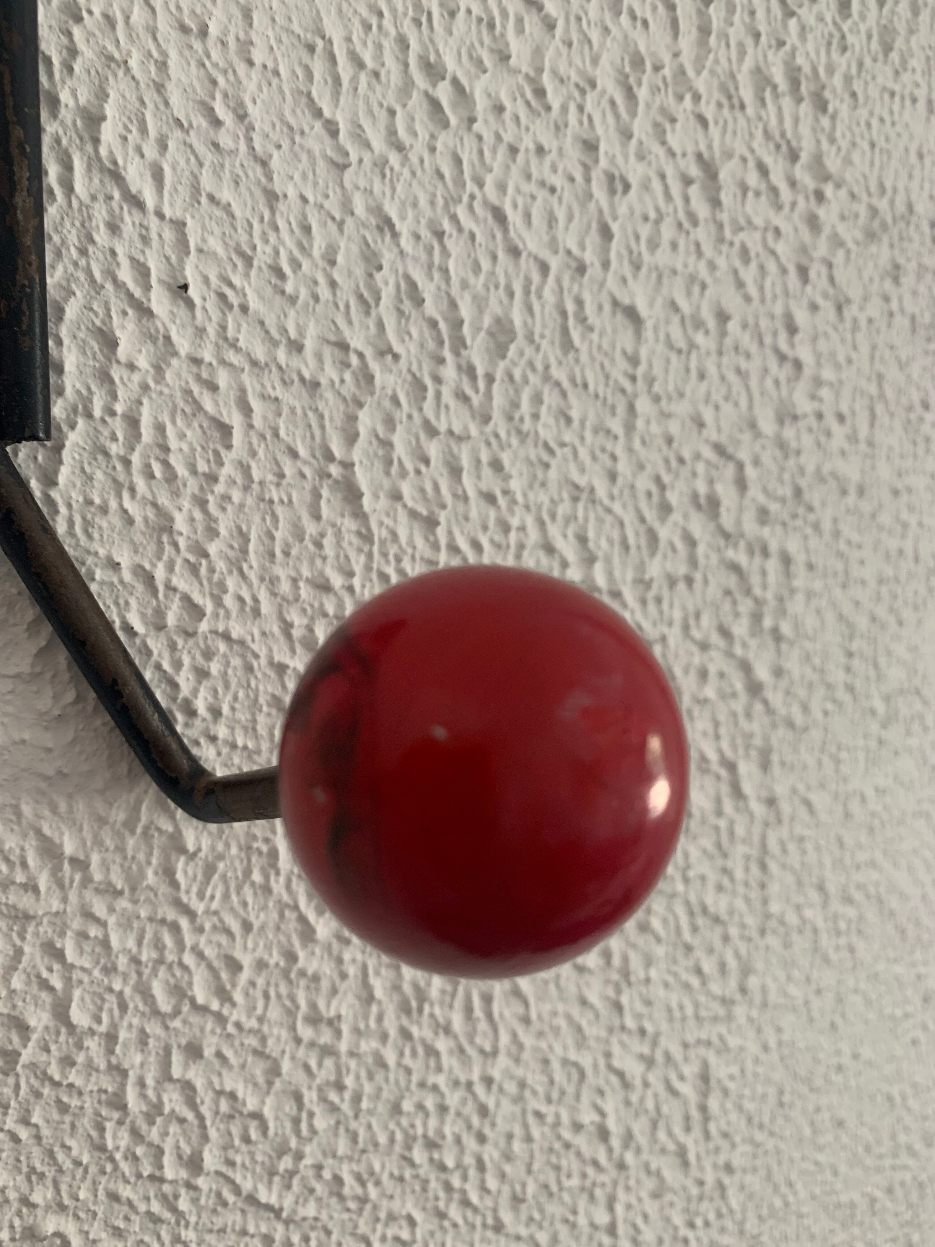 Vintage coat rack 1960 red balls 4 hooks - 44 x 13 cm