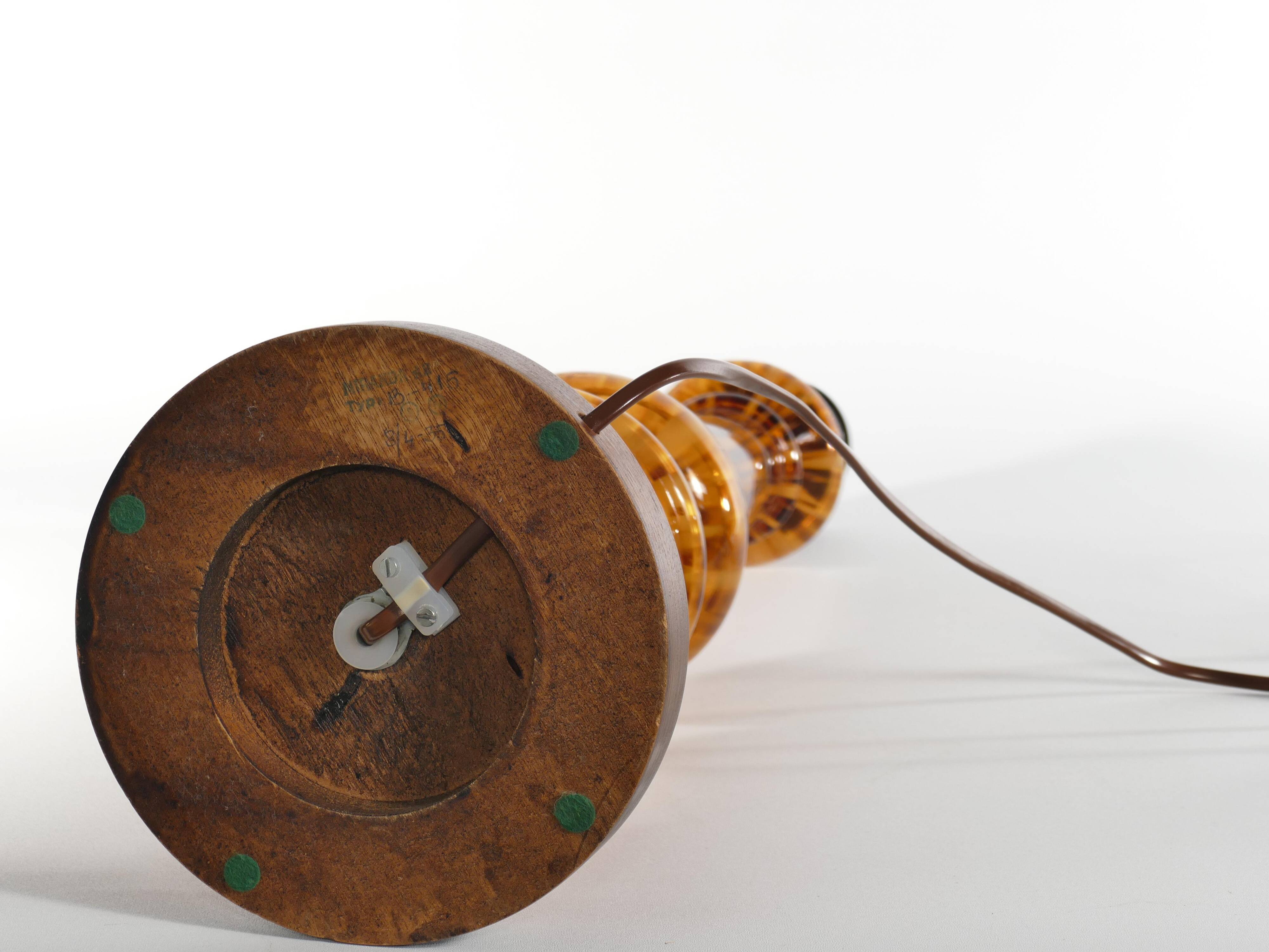 Scandinavian Modern Amber Glass Table Lamp by Miranda, 1970s