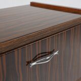 Vintage nightstand in wood with chrome details, Belgium 1960s