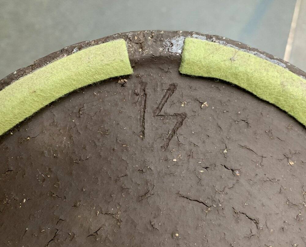 Brutalist German vase on a mid-century stand by Krösselbach Keramik, 1960s.