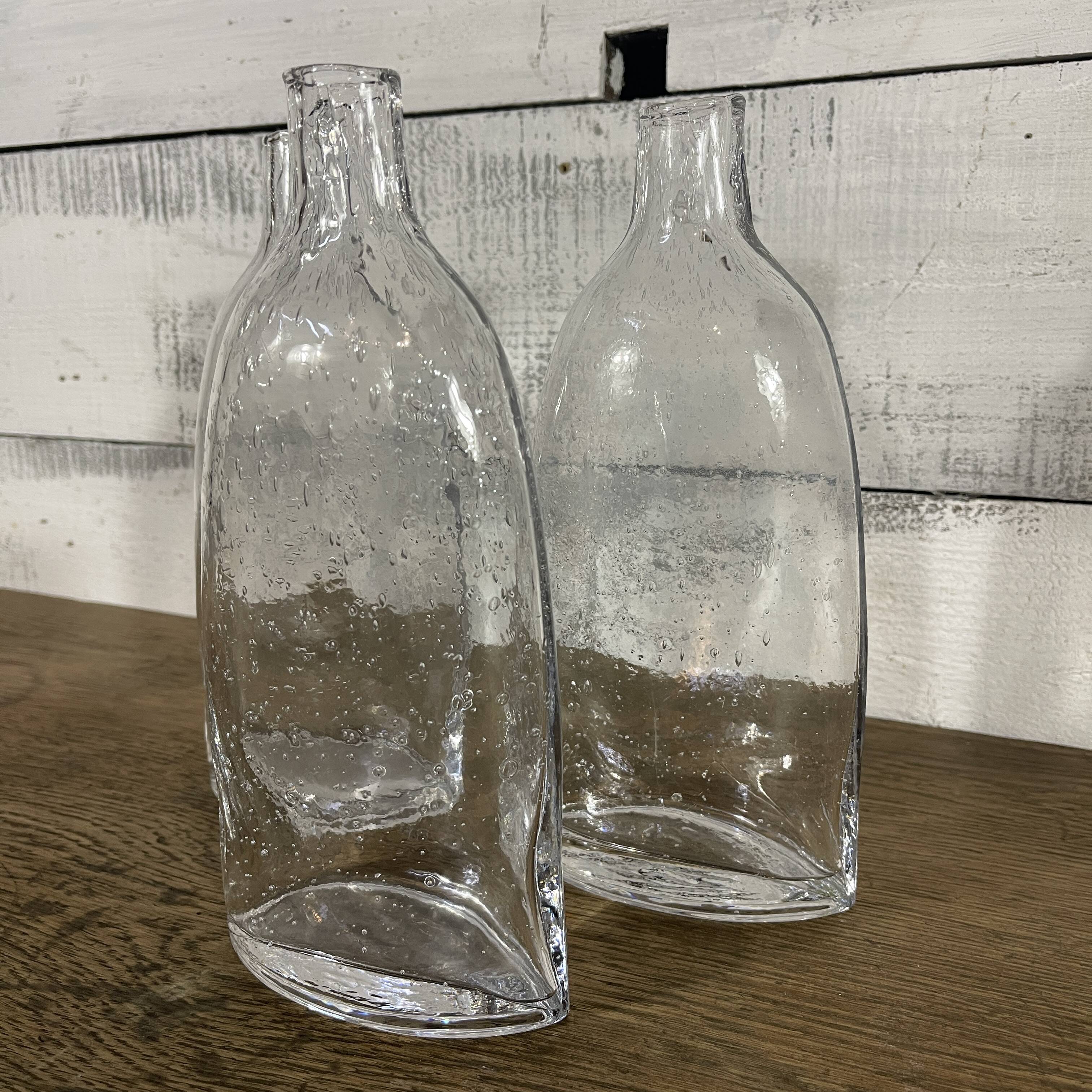 Series of 3 bubbled glass vases