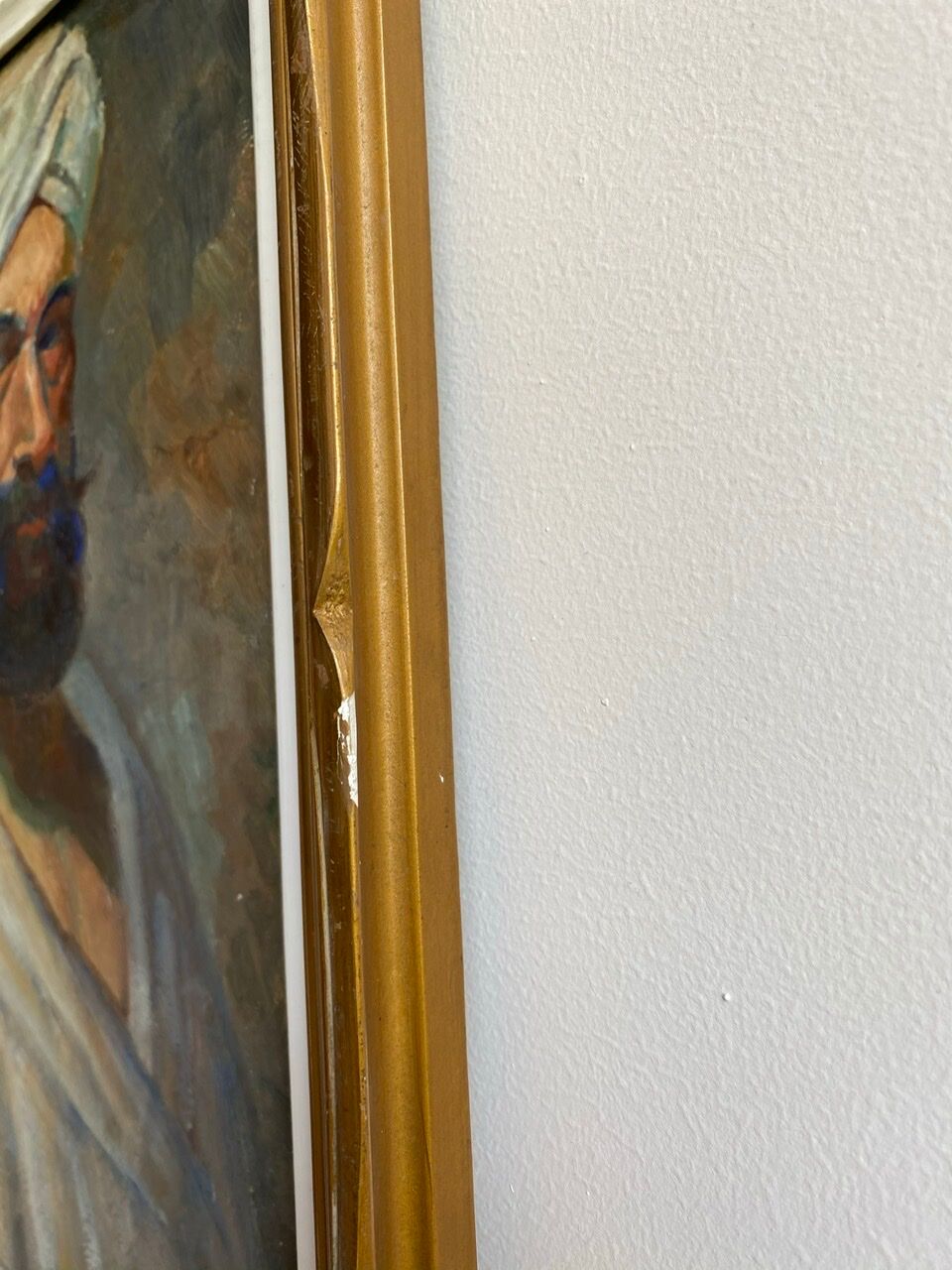 Old painting, portrait of a man with a turban, 20th century, signed