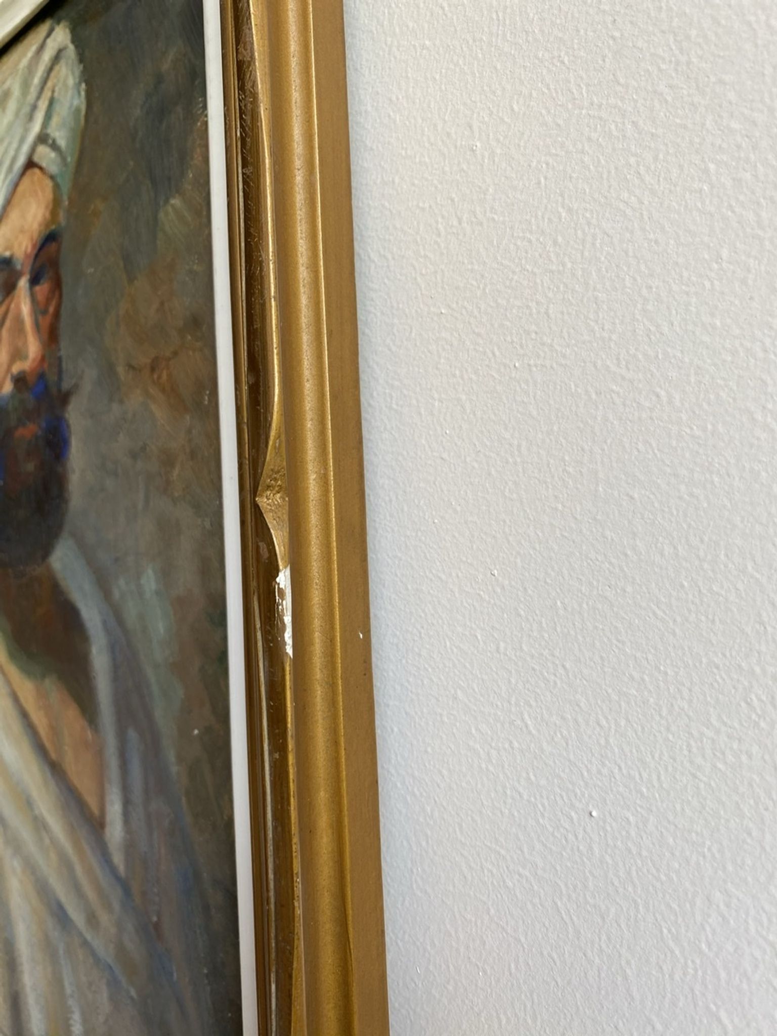 Old painting, portrait of a man with a turban, 20th century, signed