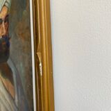 Old painting, portrait of a man with a turban, 20th century, signed