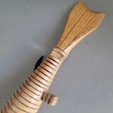 Vintage handmade wooden articulated fish - Ref 854
