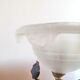 Vintage lamp frosted basin foot with floral decoration design 60s - 70s