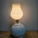 Blue ball lamp and white opaline.