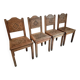 Ensemble de 4 chaises de salle à manger anciennes Arts & Crafts / début Art Déco en noyer massif – Marqueterie géométrique, vers 1900–1930