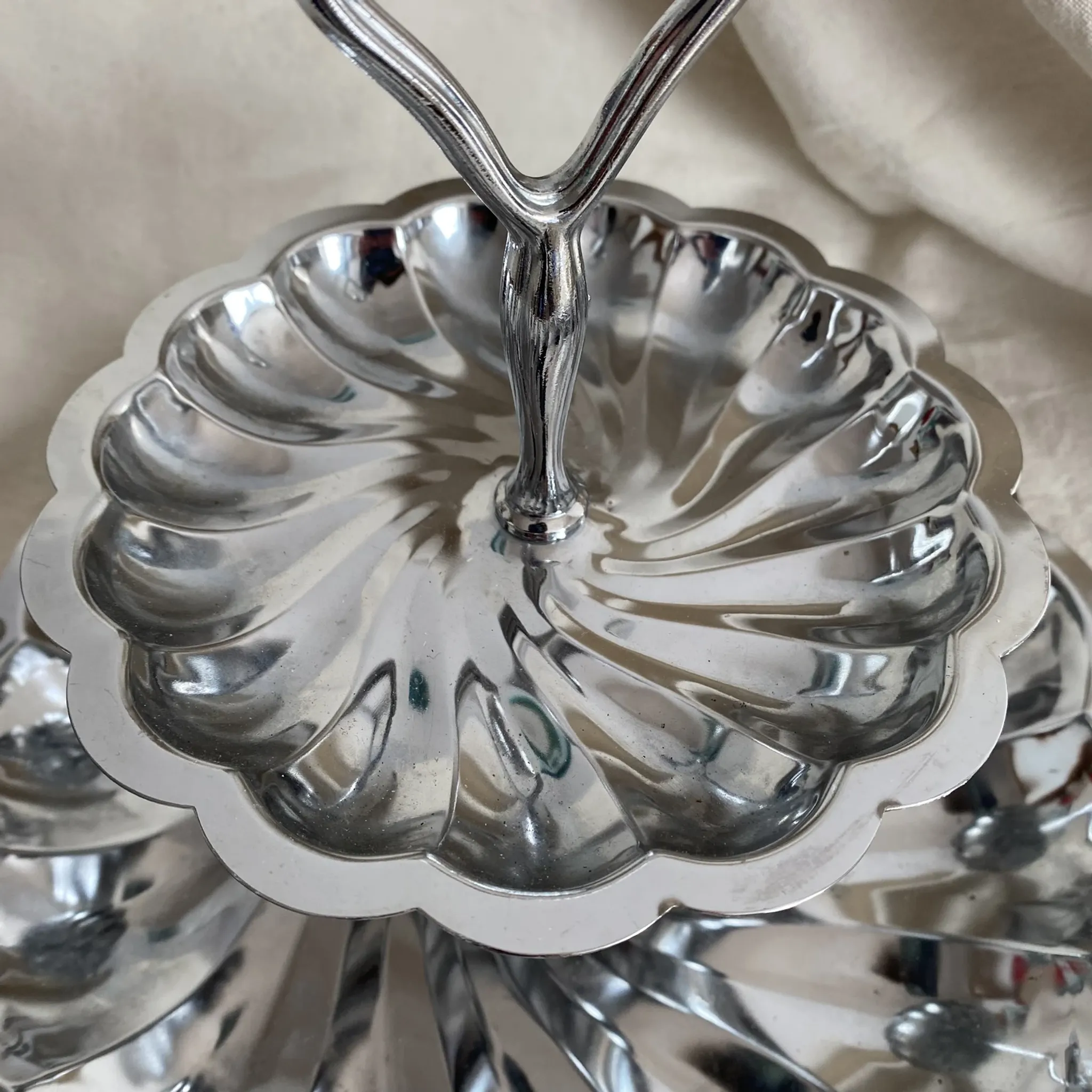 Presentation dish 2 stainless steel trays, 1970s-80s