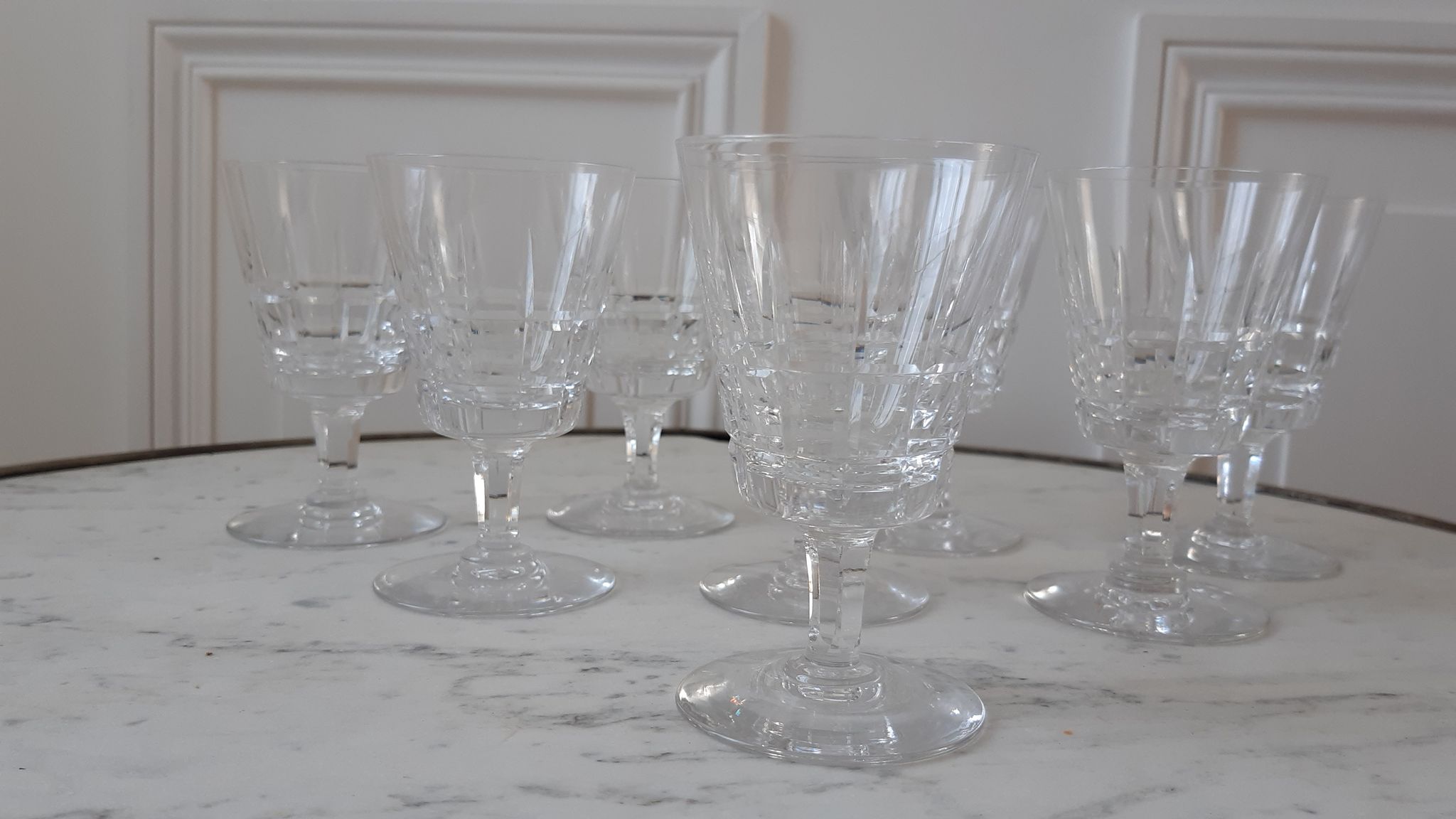 Set of 8 wine glasses Cristallerie de Lorraine 50s