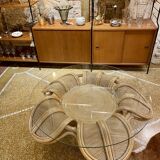 Rattan flower coffee table