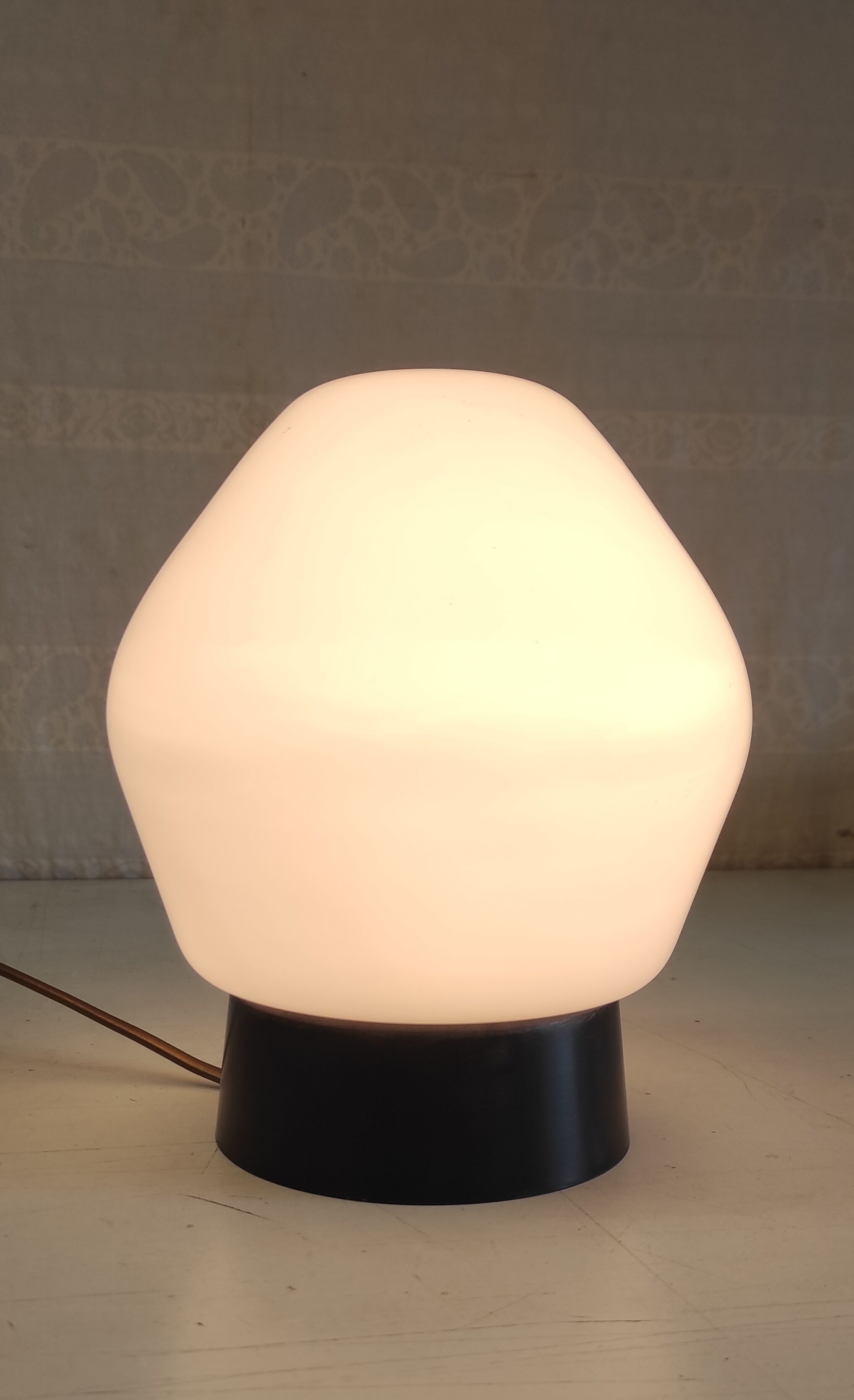 Ceiling light by PHILIPS in white glass and black ABS frame - 70's