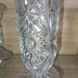 Large vintage pressed glass vase, an impressive and very decorative piece.