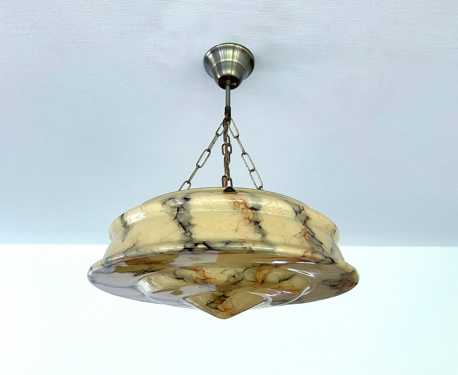 Art Deco pendant light in amber marble glass