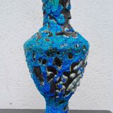 Large blue ceramic jug vase