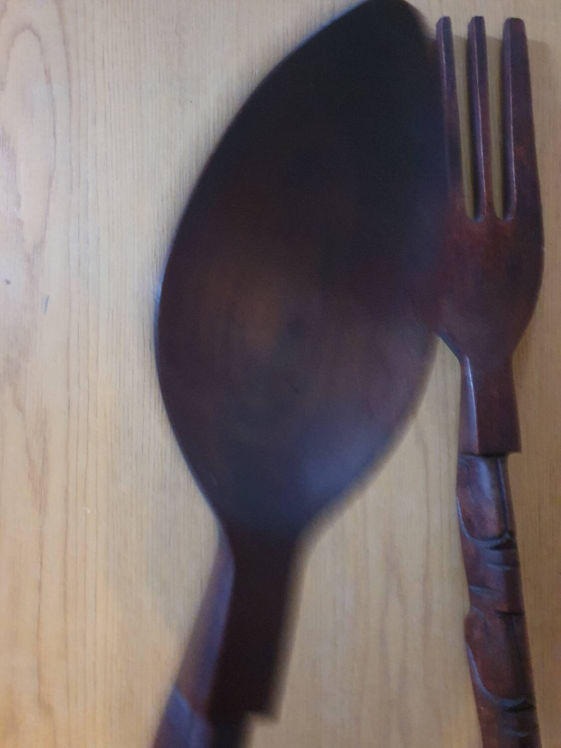 Large wooden serving cutlery folk art vintage African art