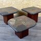 90s set of 3 brutal coffee tables with mosaic by Paul Kingma for Kneip
