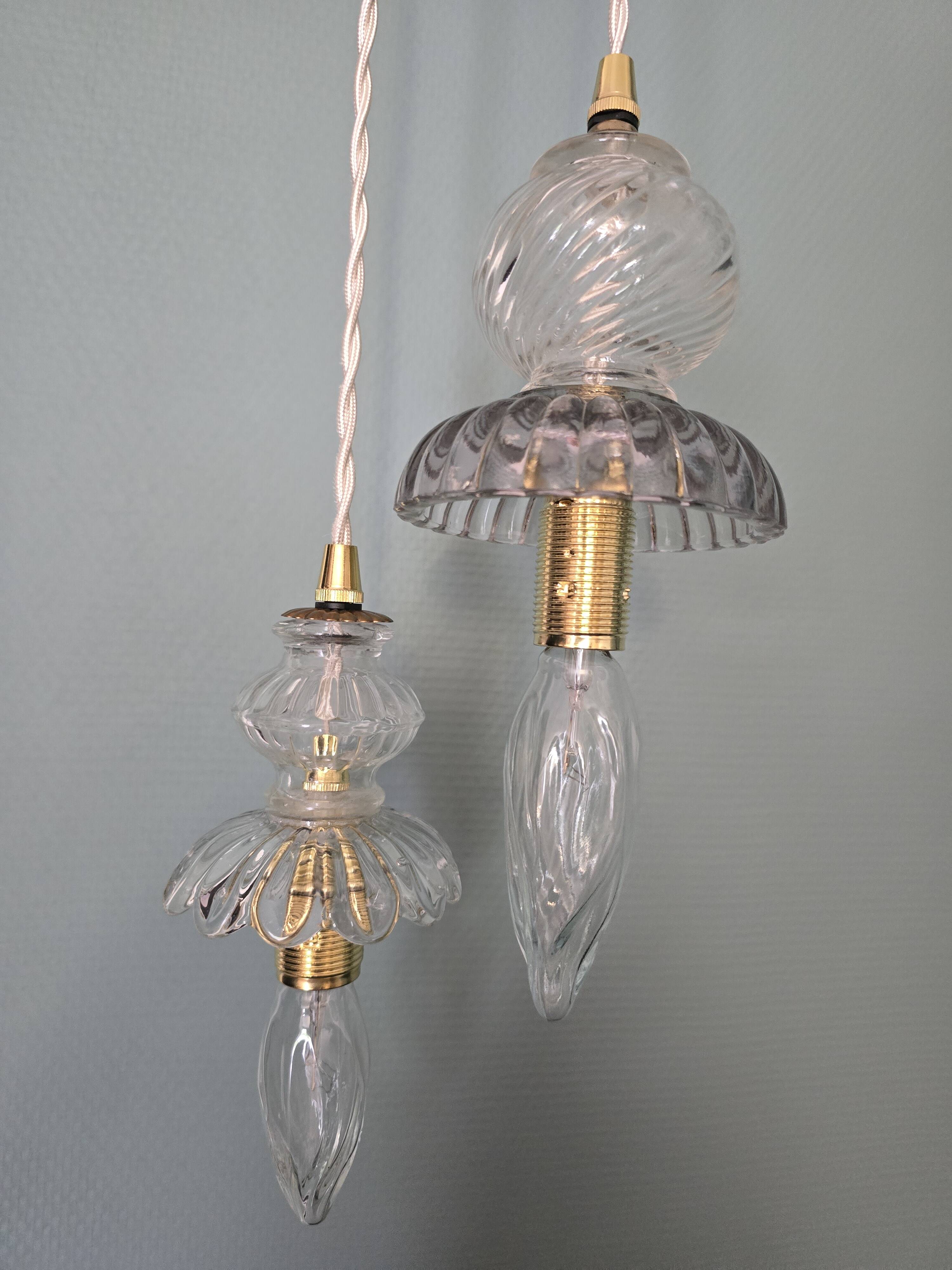 Suspension double en verre inspiration Murano