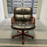 Vaghi • Italian Design • Vintage black leather executive chair from the 70s