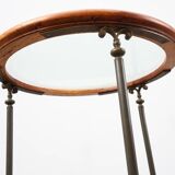 Rustic Copper and Walnut Serving Trolley with Glass Top, France ca. 1900