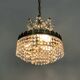 Old chandelier, brass crown ceiling light, 3 floors, 3 lights, glass pendants. 60s