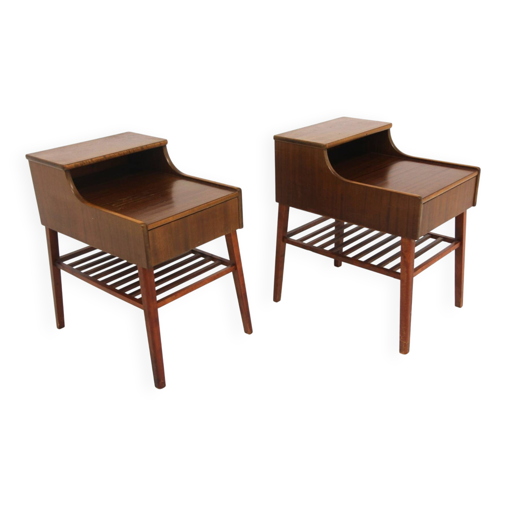 Set of 2 Scandinavian mahogany bedside tables, Sweden, 1960