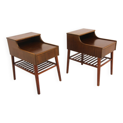 Set de 2 tables de chevets scandinave en acajou, Suède, 1960
