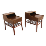 Set of 2 Scandinavian mahogany bedside tables, Sweden, 1960