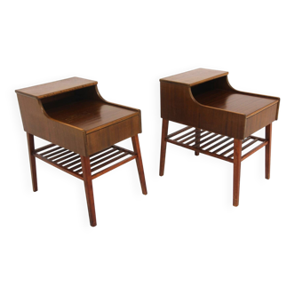 Set de 2 tables de chevets scandinave en acajou, Suède, 1960