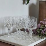 6 stemmed cut crystal water glasses