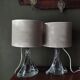 Pair of table lamps - Twisted transparent glass bases from the 1950s - Hemp shades