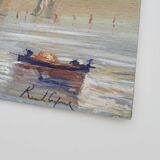 Huile sur bois de Riccardo Capone pêcheurs Italie Années 50 60