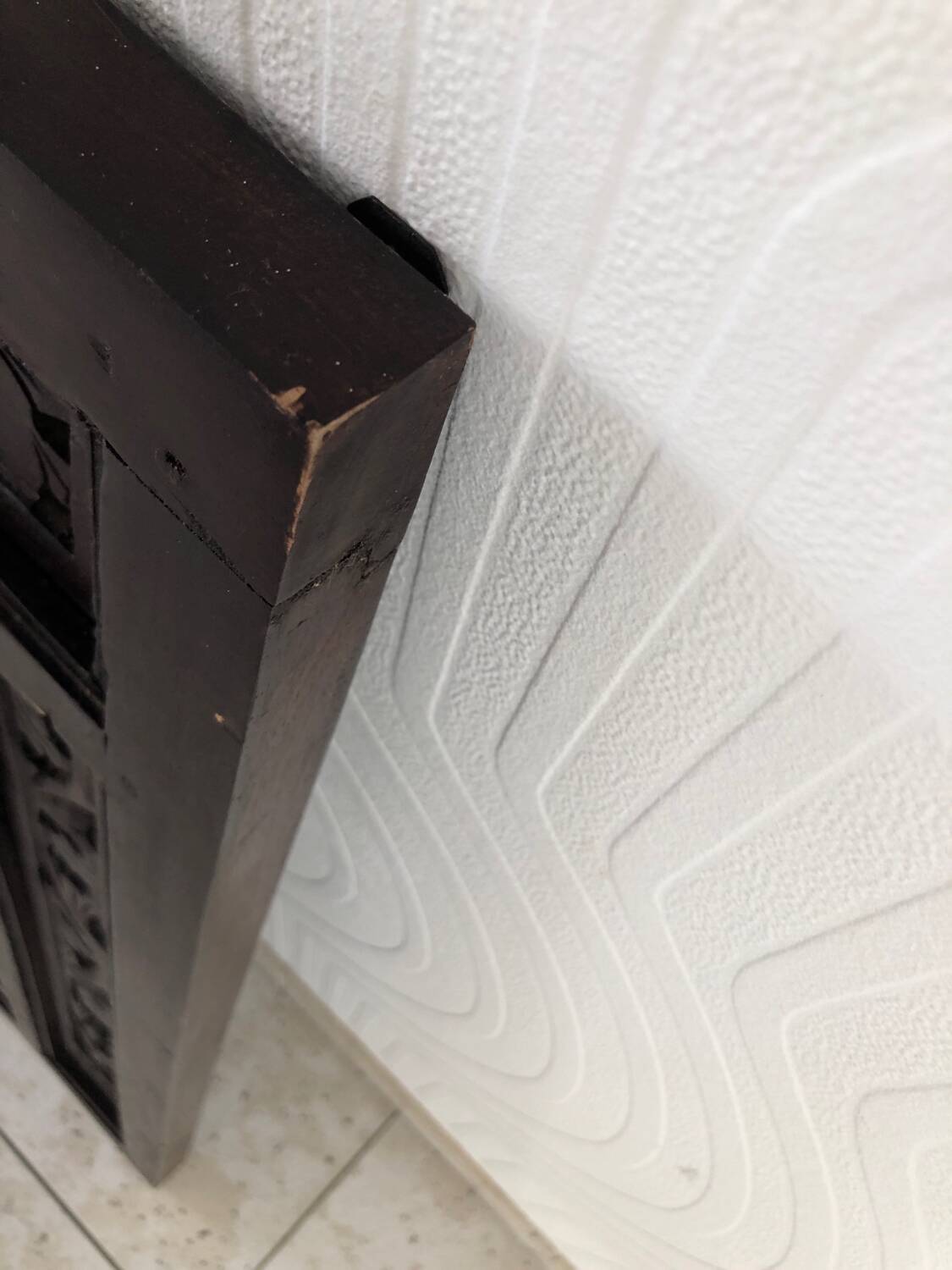 Vintage Indonesian teak shuttered mirror