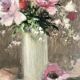 Tableau bouquet d'anémones années 1930
