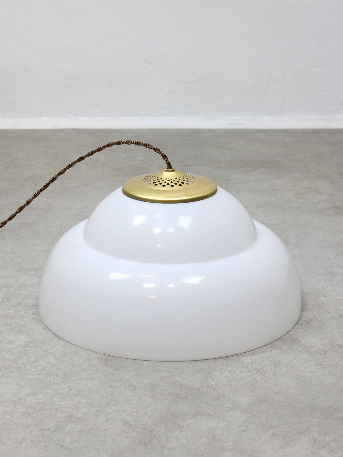 Mid-century Italian Brass and Plexiglass Pendant Lamp