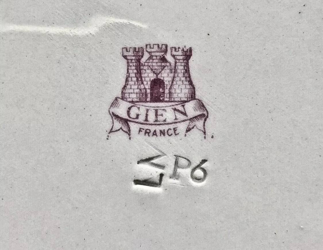 Old round hollow Gien dish, Pink Landscape model, 1938/1960