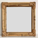 Bamboo rattan mirror from the 70s, French Riviera.