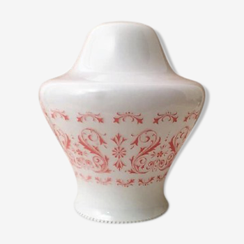 Corolla globe in white opaline and pink floral motifs