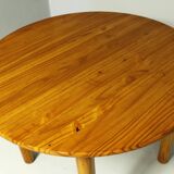 Scandinavian Round Pine Dining Table, 1970s