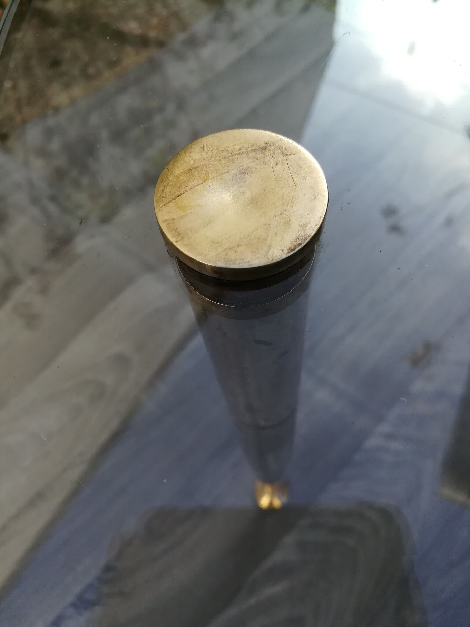 Table low glass and brass 50s