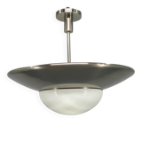 Suspension Bauhaus en nickel et verre, Tchécoslovaquie des années 1930