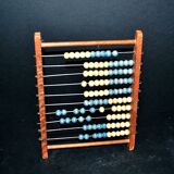 Vintage wooden school abacus - counting board unit tens in pearl school 1960-70