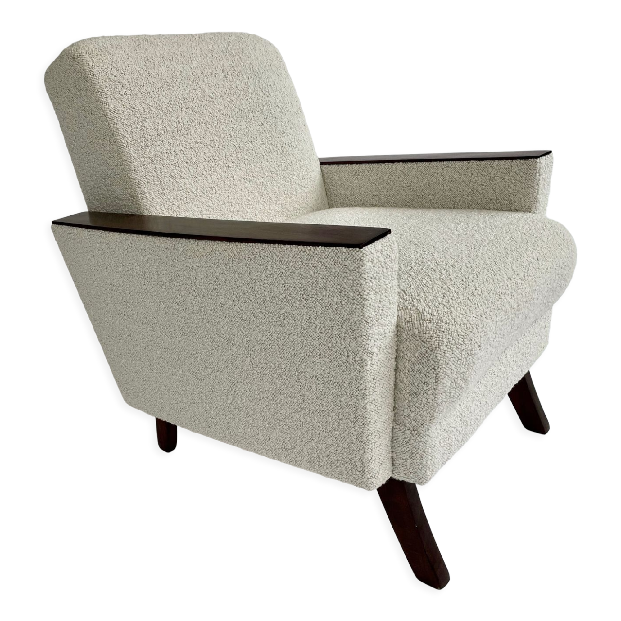 Cube armchair in wool buckle