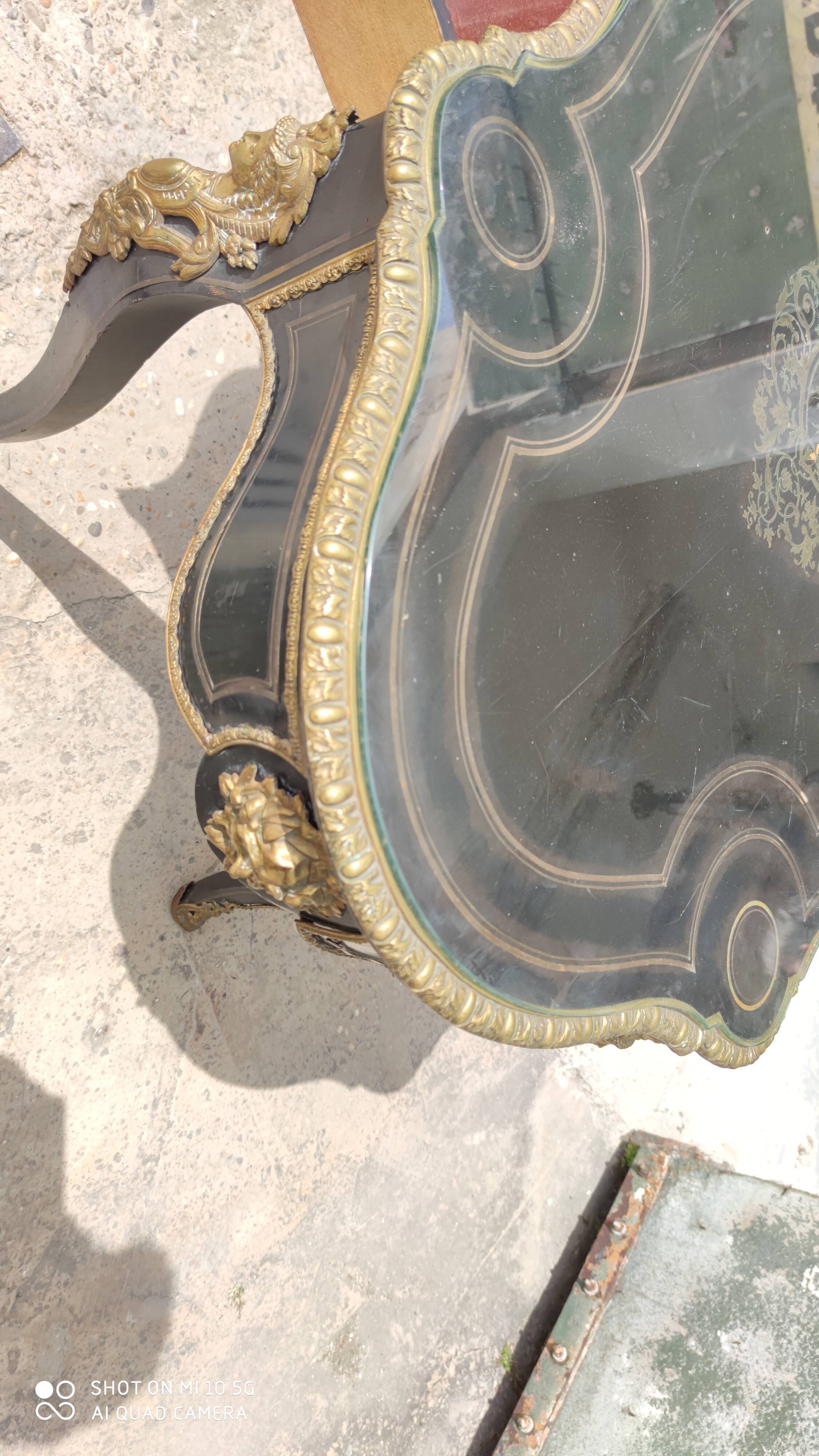 Table desk middle marquetry called "Boulle" napoleon III era