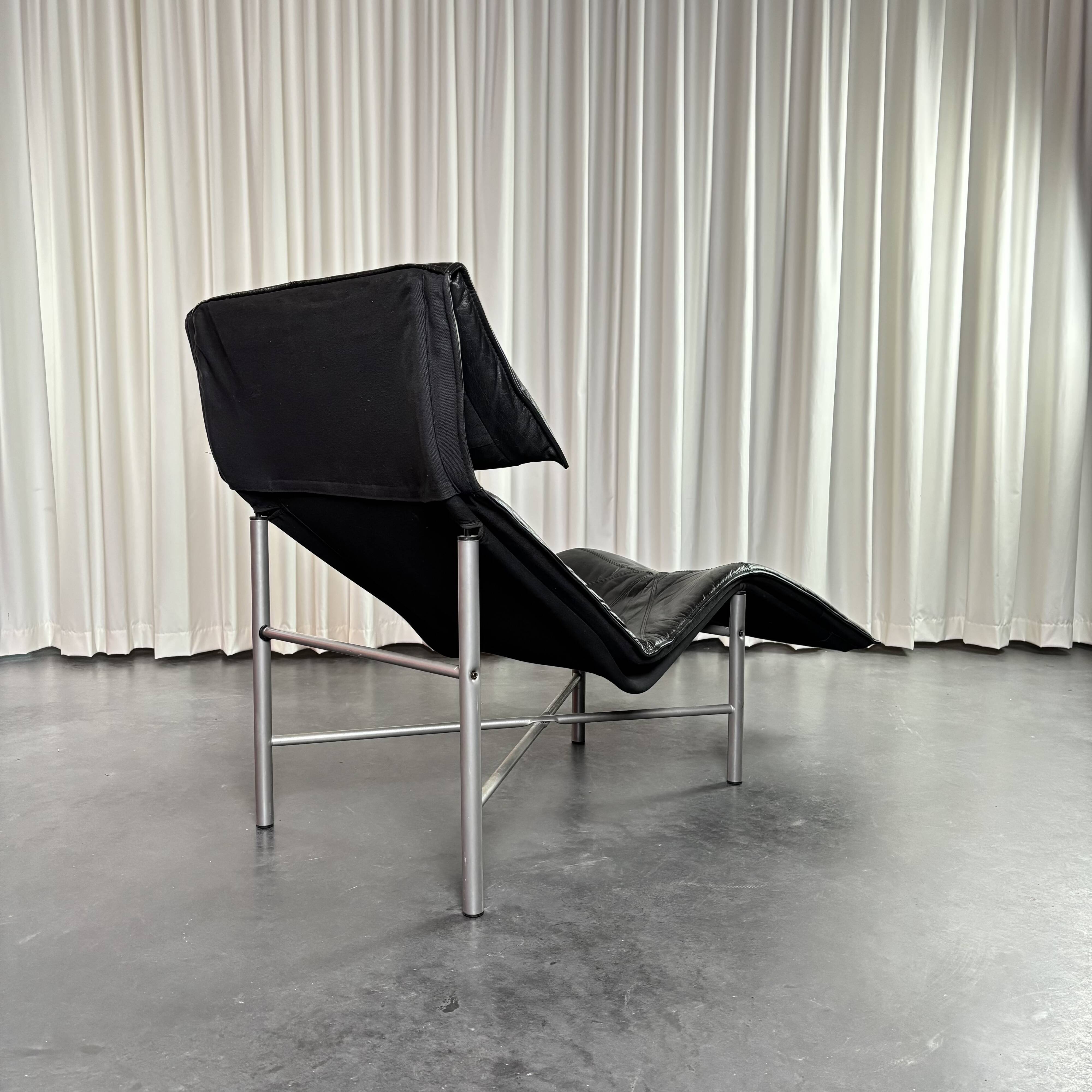 Chaise Longue Skye en Cuir Noir par Tord Björklund pour Ikea, Suède, 1980