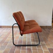 Strafor 3-seater bench, orange wool and sled base, 1970s.