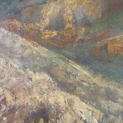 Paysage ochre et brun, huile sur toile signé